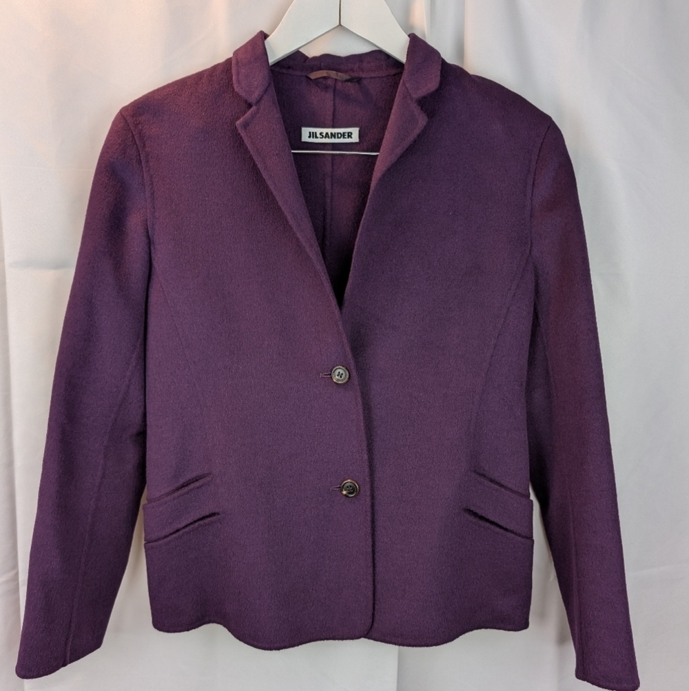 Jil Sander Purple Wool Blend Women's Jacket Size 8(38) In EUC